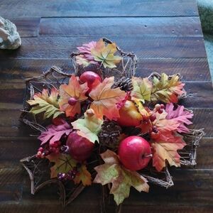 Vintage Door/Wall hanger fall/Thanksgiving fruit maple leaf decor